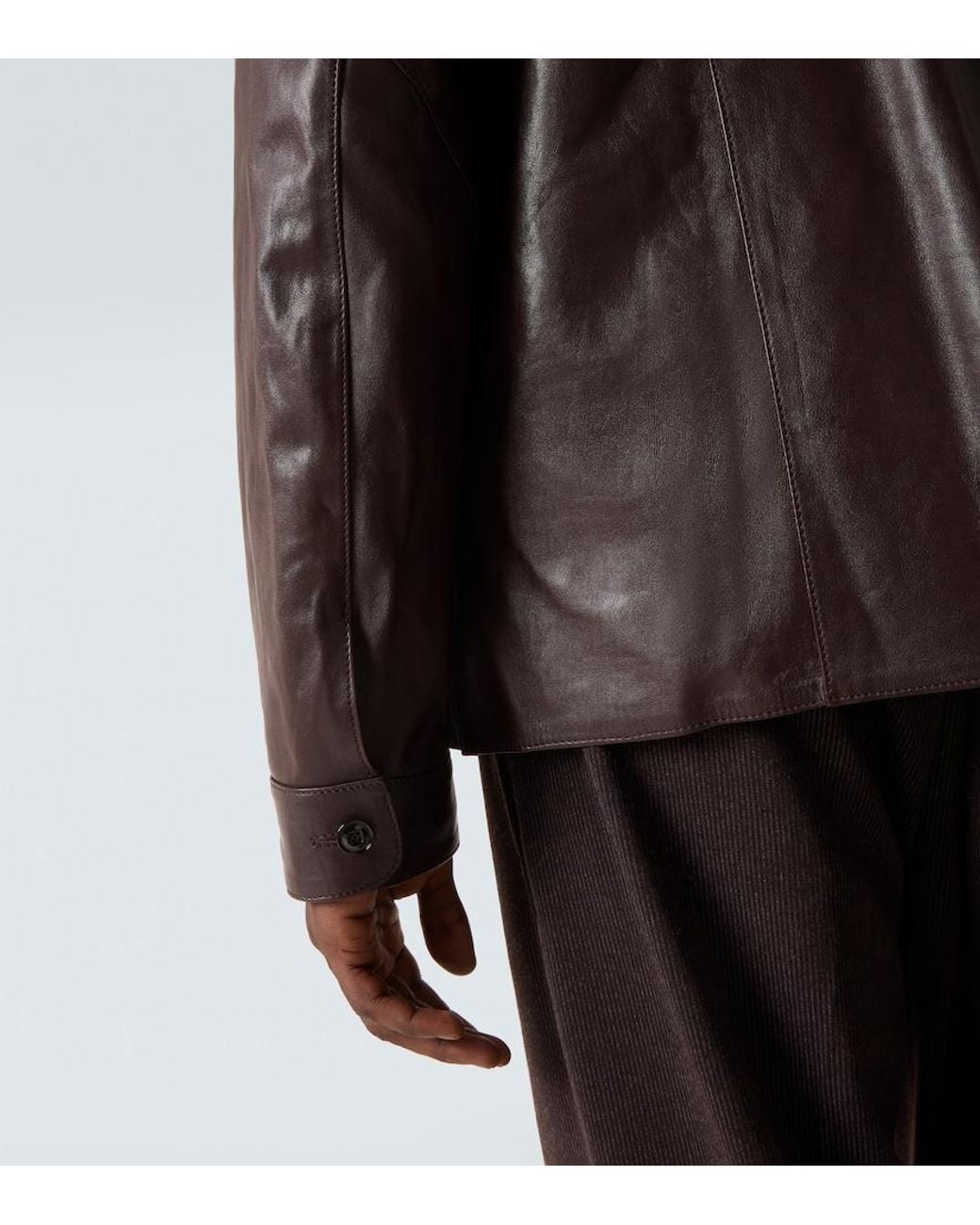 Our Legacy Brown Welding Leather Overshirt for men