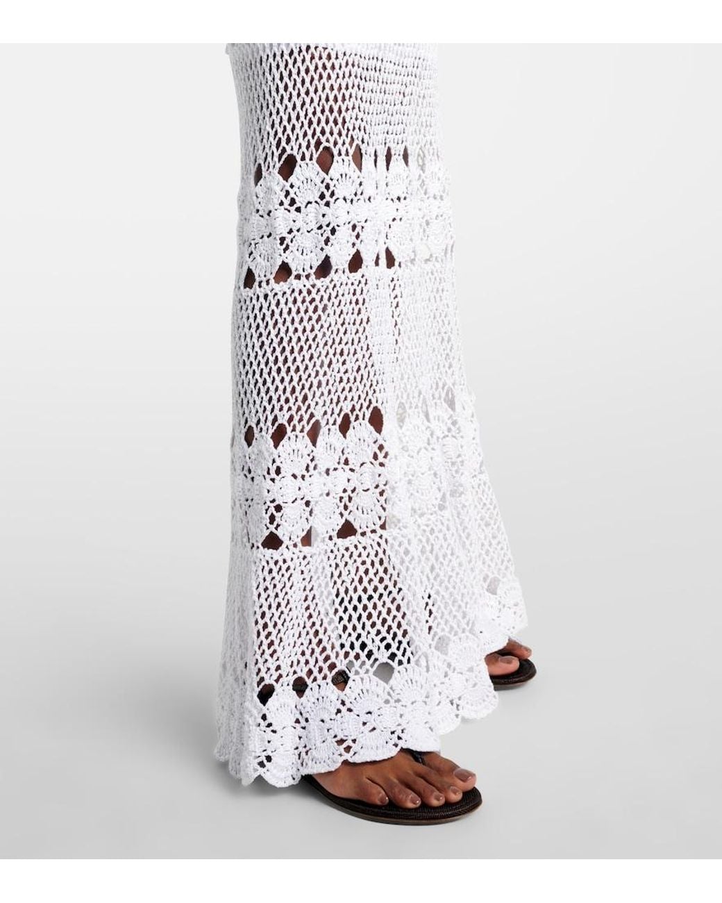 Anna Kosturova White Marianne Crochet Cotton Maxi Dress