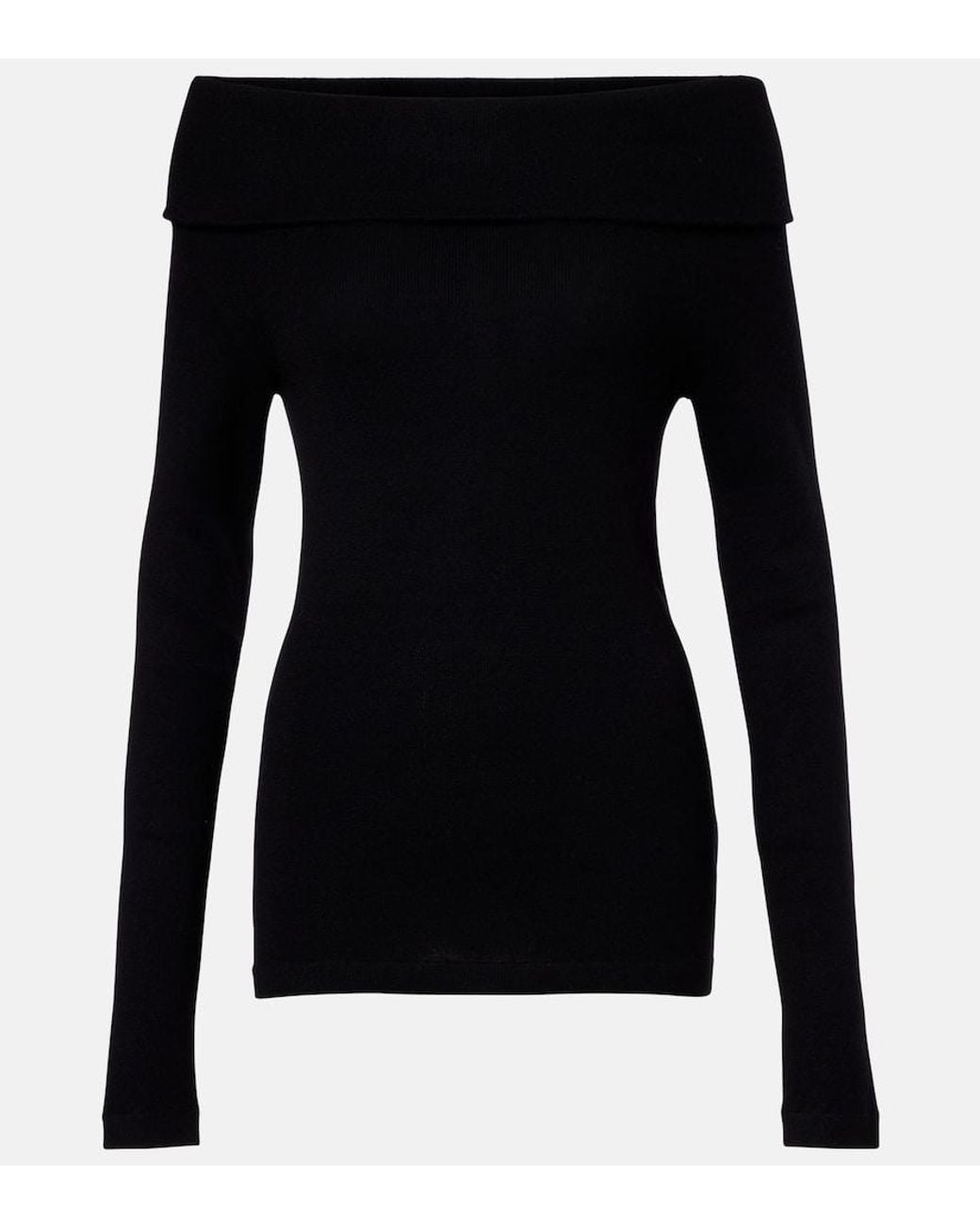 Lisa Yang Black Off-Shoulder Cotton And Cashmere Top