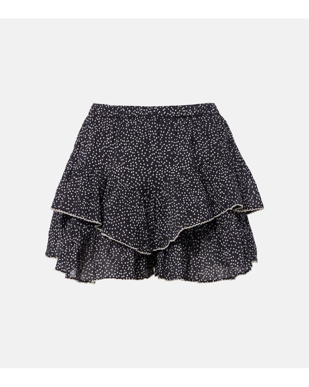 Isabel Marant Blue Jocadia Polka-Dot Ruffled Cotton Shorts
