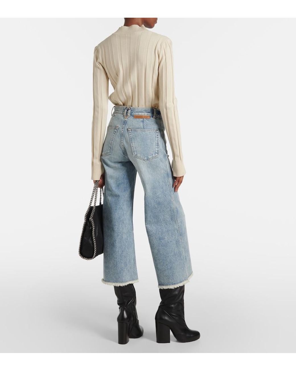 Stella McCartney Blue High-Rise Cropped Flared Jeans