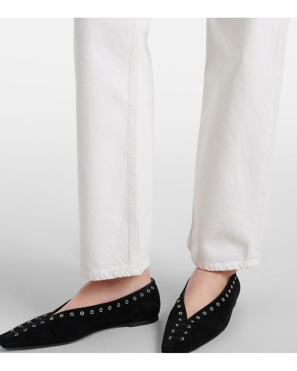 Agolde White 90's Mid-Rise Straight Jeans