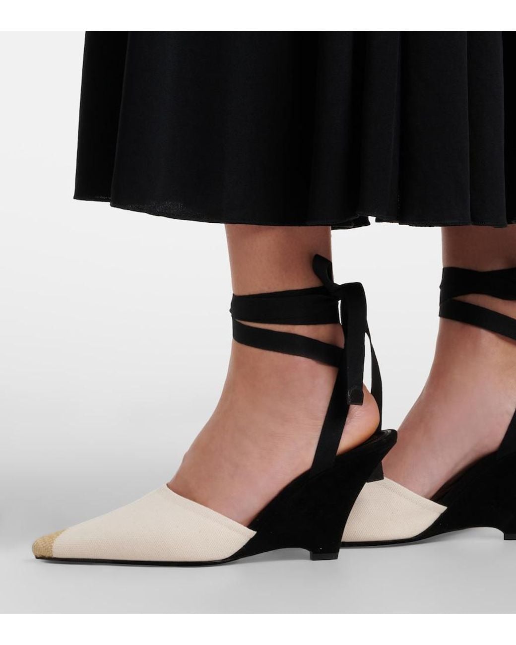 Jacquemus Black Canvas Wedges