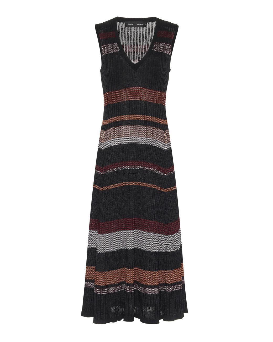 Proenza Schouler Striped Knit Midi Dress in Black - Lyst