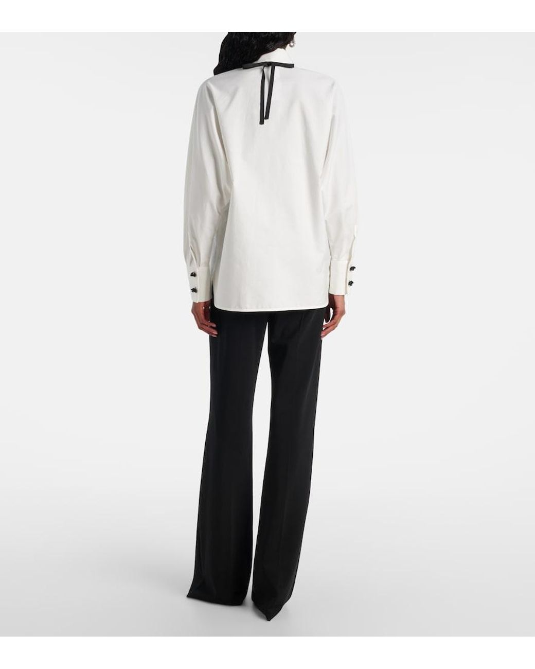 Max Mara White Roll Cotton And Silk Poplin Shirt