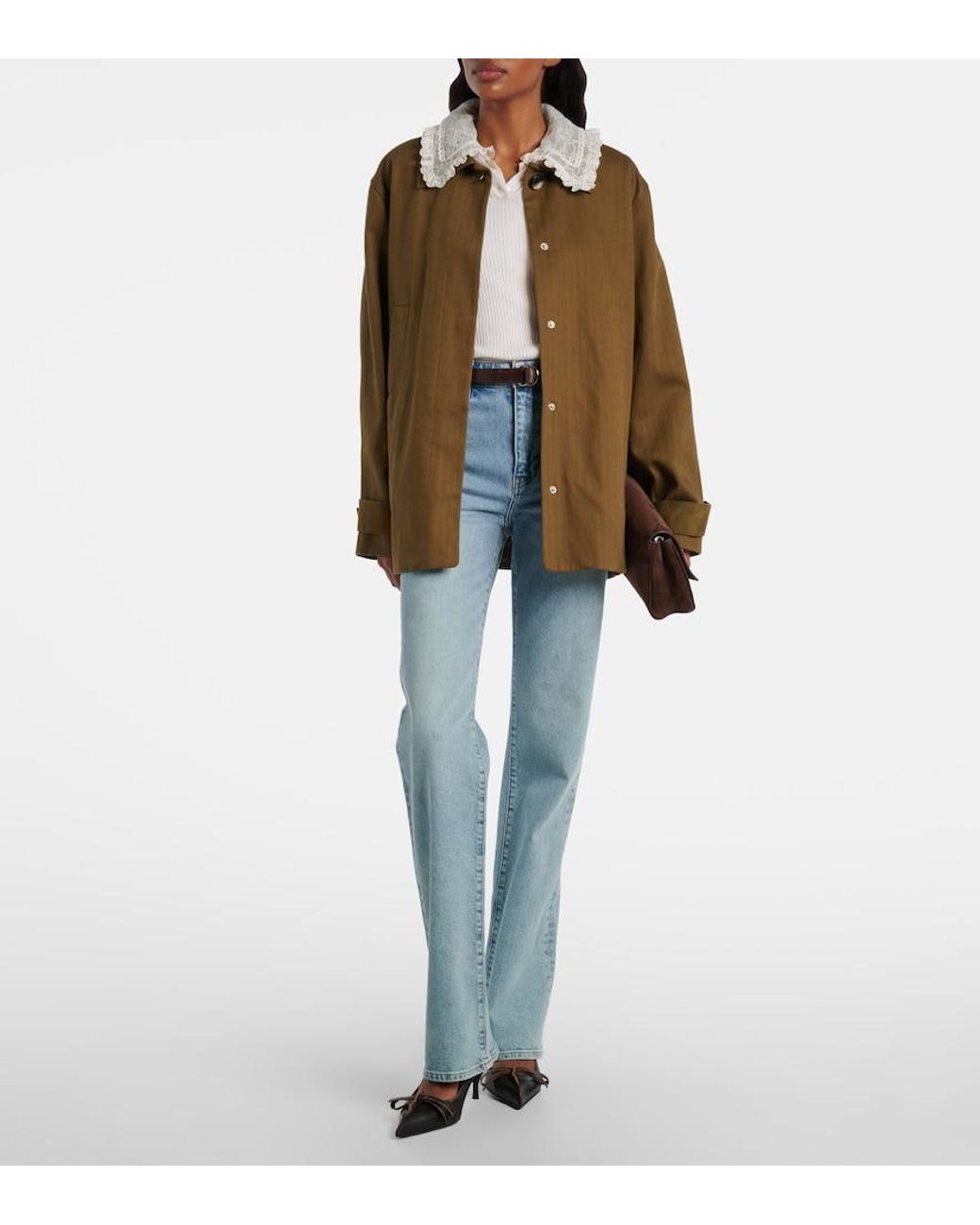 FRAME Blue Arrow High-Rise Bootcut Jeans