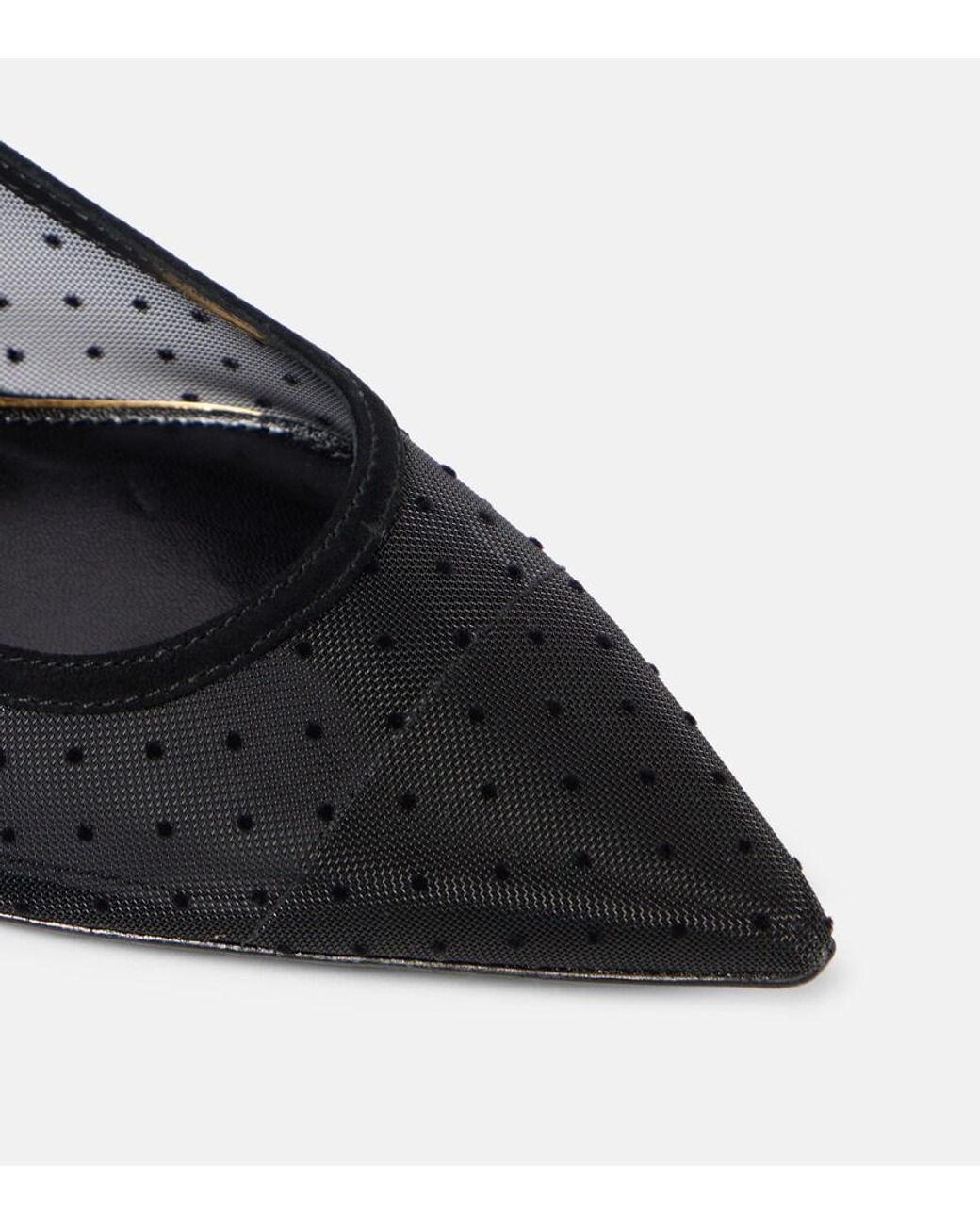Tory Burch Black Suede-Trimmed Mesh Mary Jane Flats