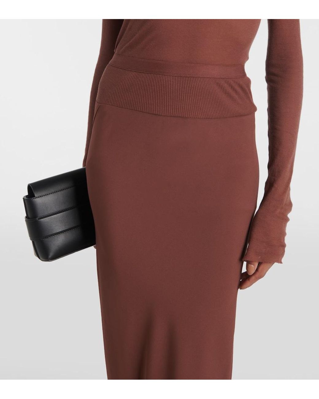 Rick Owens Brown Knitted Maxi Skirt