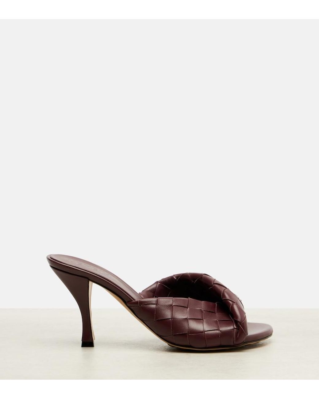Bottega Veneta Brown Blink 80 Intrecciato Leather Mules