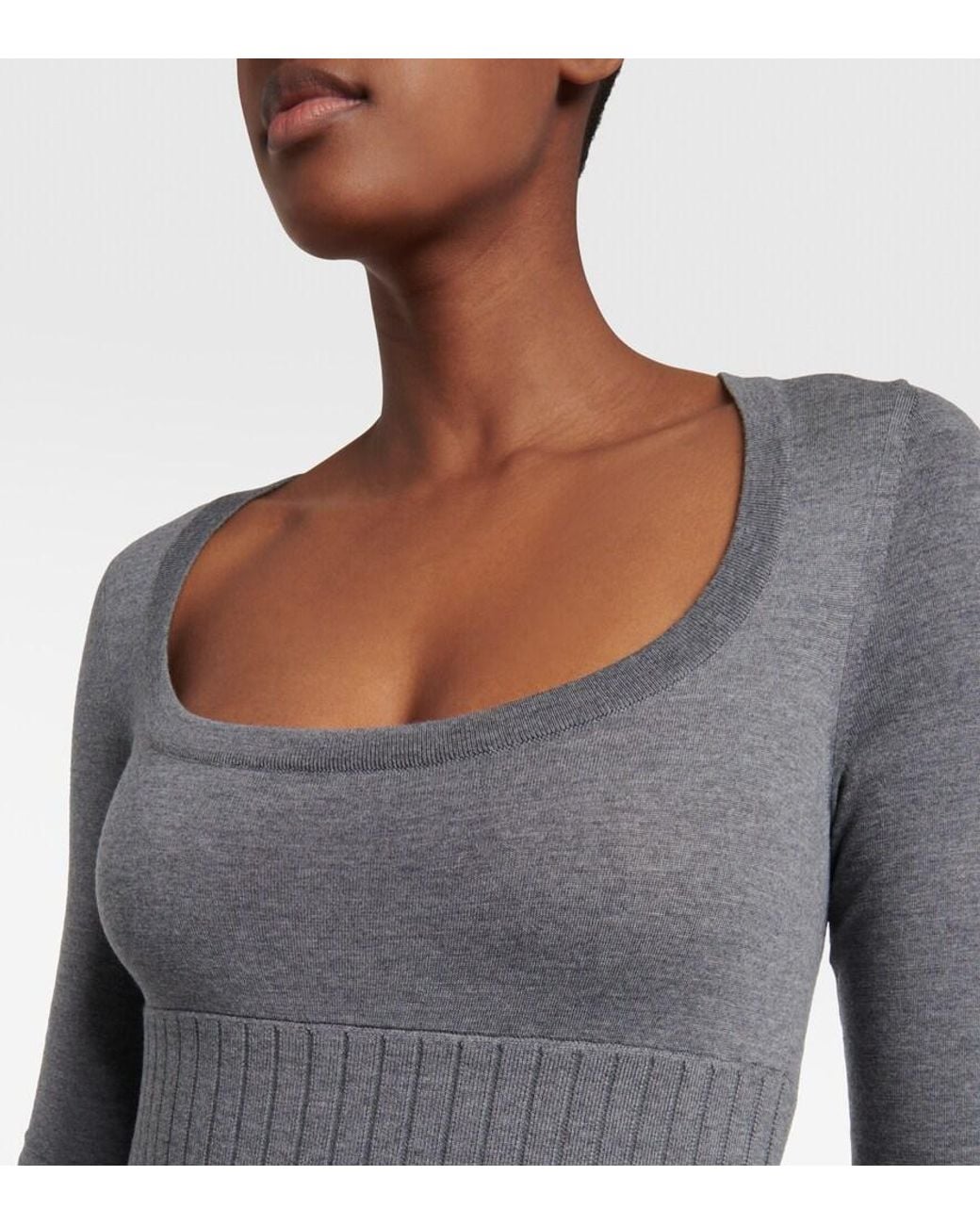 Alaïa Gray Knit Wool-blend Mini Dress