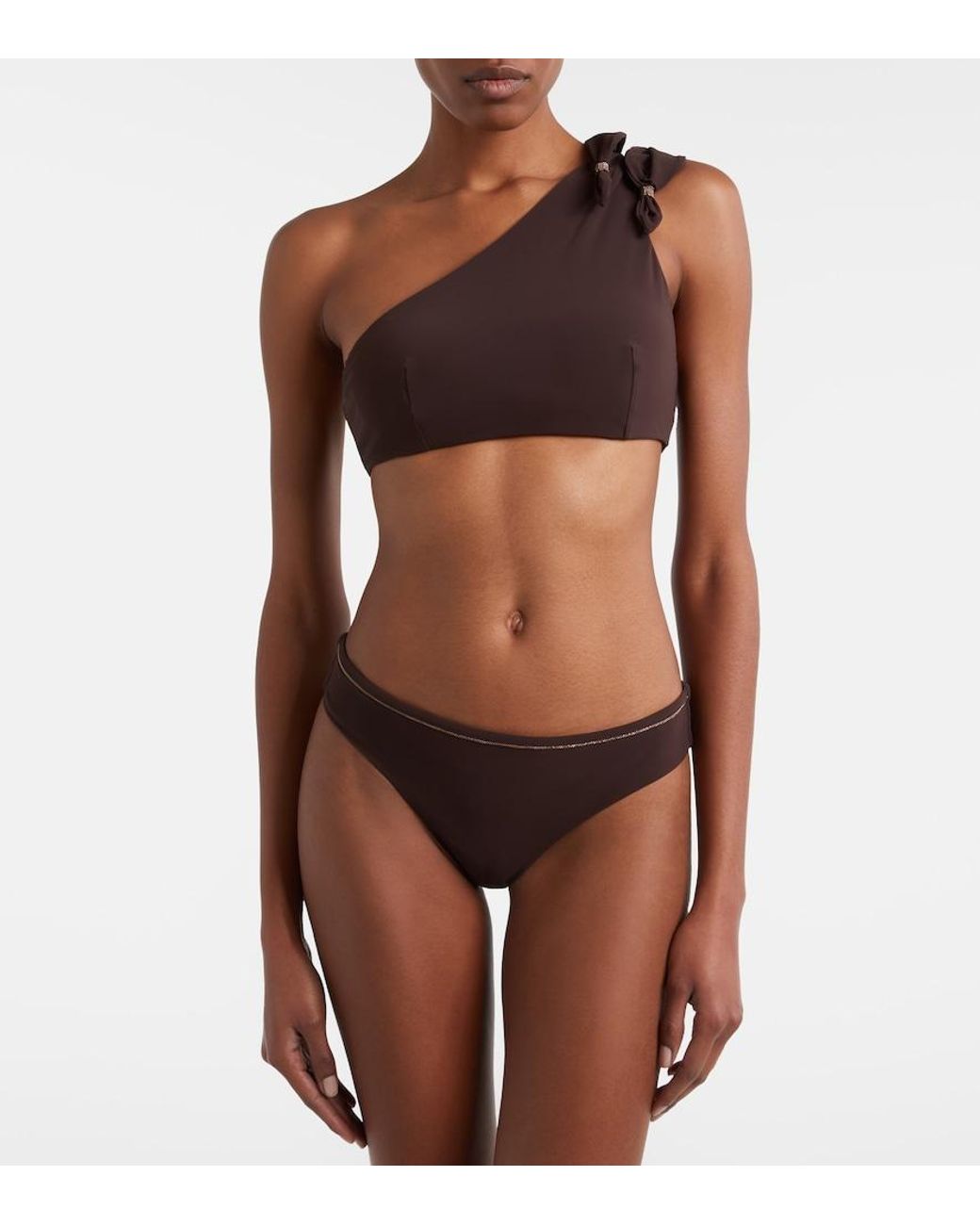 Brunello Cucinelli Brown Bikini-Oberteil Monili
