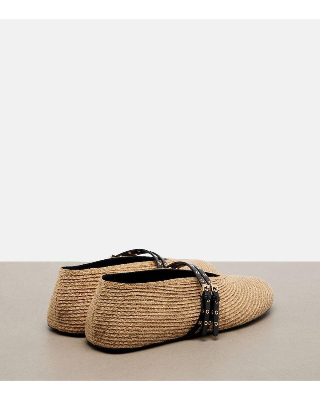 Alaïa Brown Woven Leather-Trimmed Ballet Flats