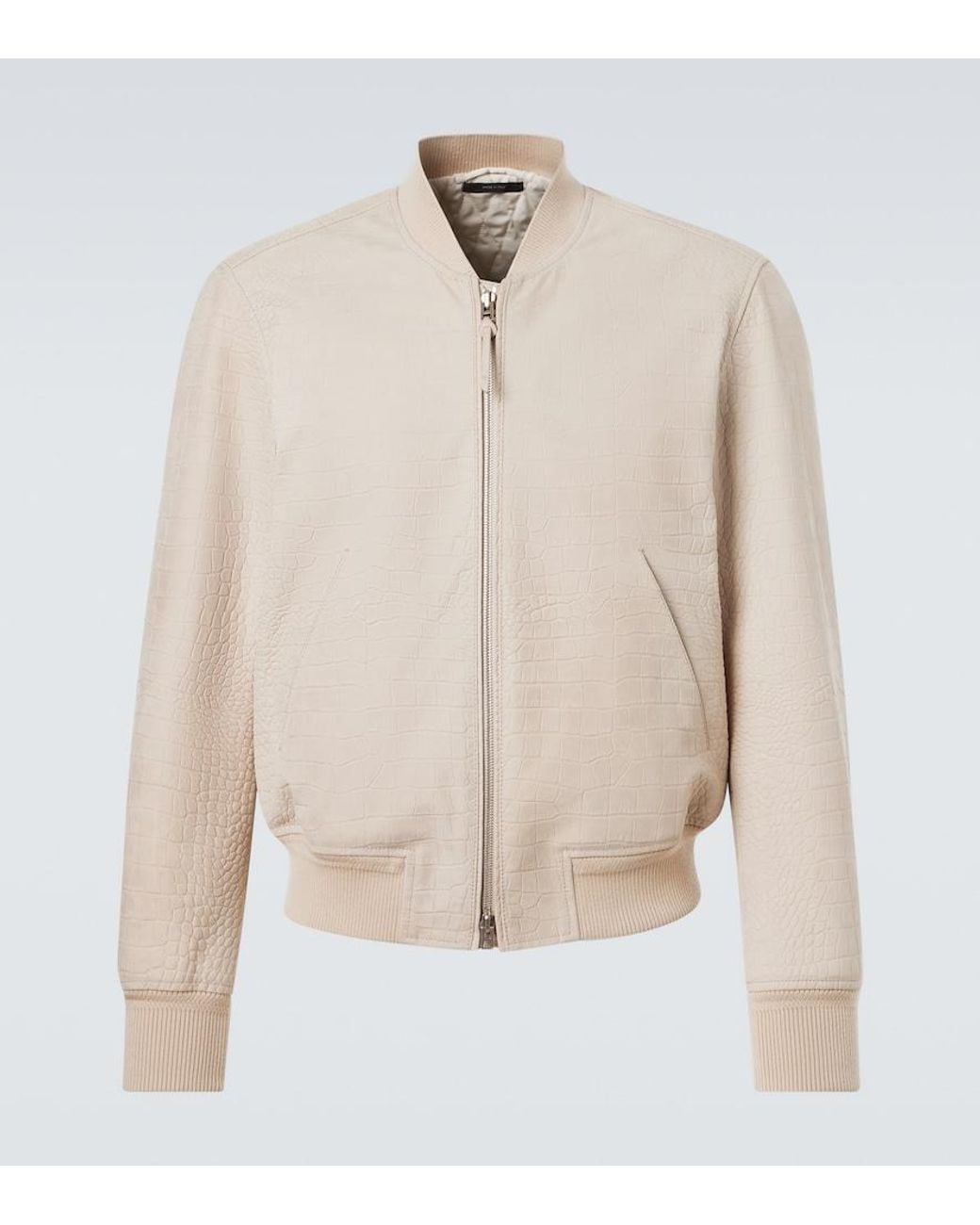Tom Ford Natural Printed Leather Bomber Jacket for men