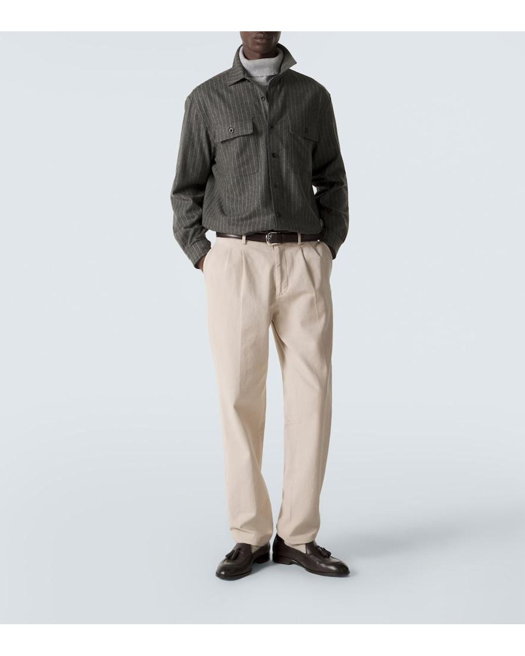 Ralph Lauren Gray Pinstripe Wool Shirt for men
