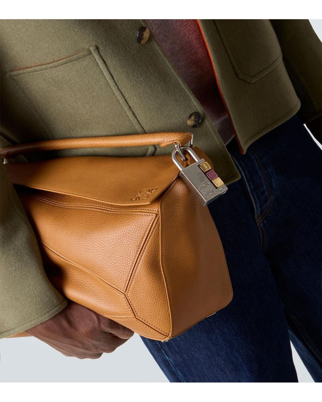 Loewe White Padlock Anagram Bag Charm for men