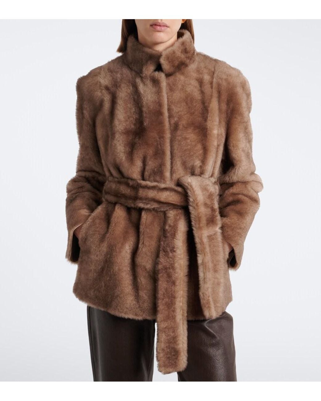 Nour Hammour Brown Elsa Shearling Jacket