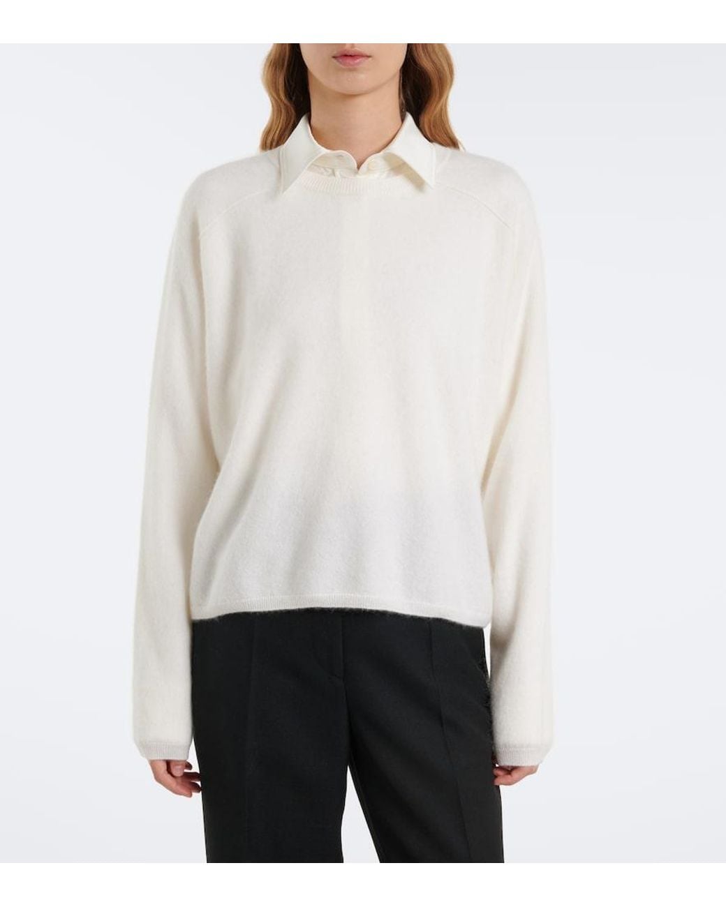 Lisa Yang White Lexia Cashmere Sweater