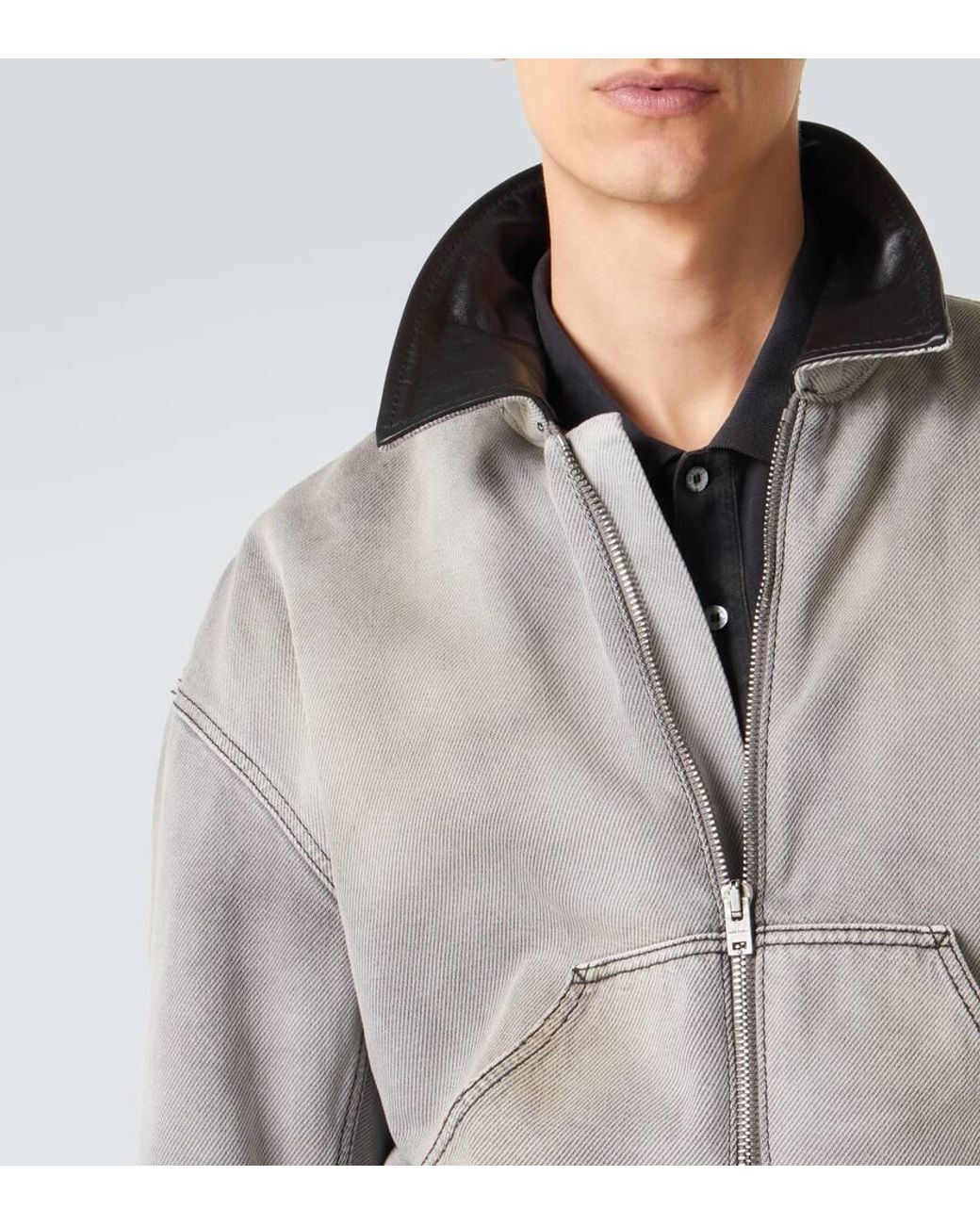 Giacca Di Jeans Con Pelle di Acne in Gray da Uomo