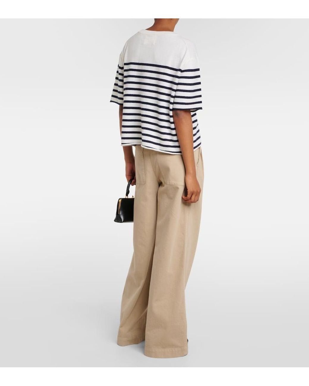 Lisa Yang White Cila Striped Cashmere T-Shirt