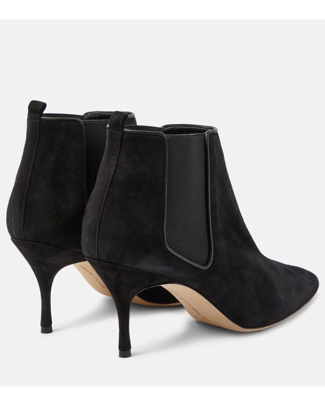 Manolo Blahnik Black Dildi Otto Suede Ankle Boots