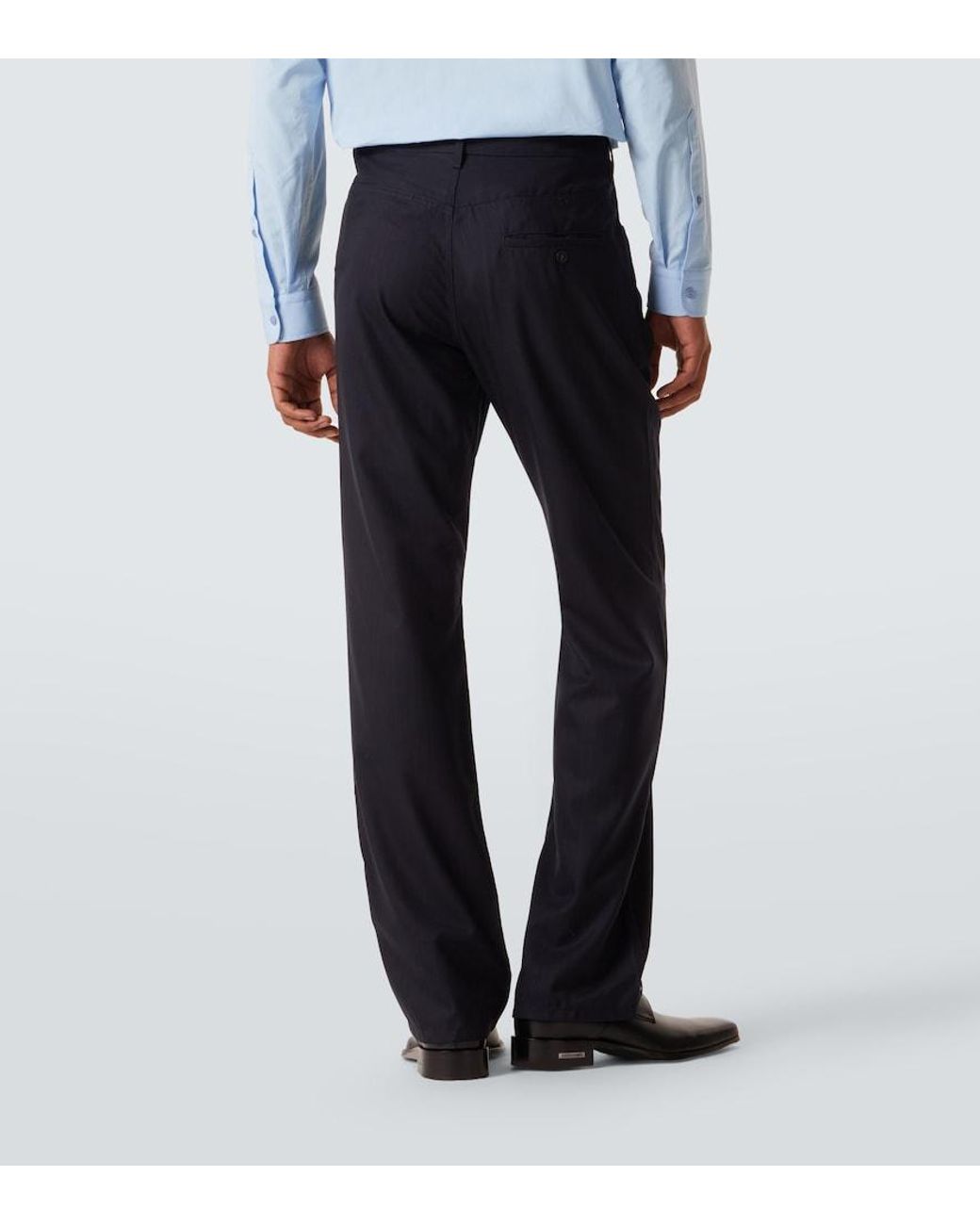 Balenciaga Blue Pinstripe Wool Straight Pants for men