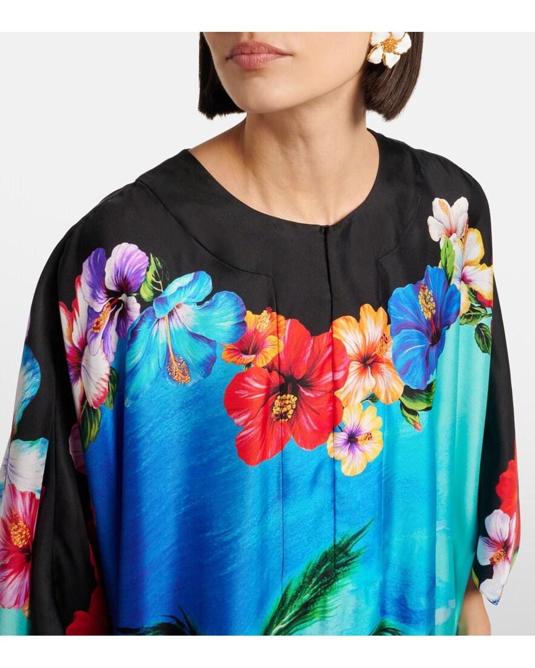 Dolce & Gabbana Blue Printed Silk Kaftan