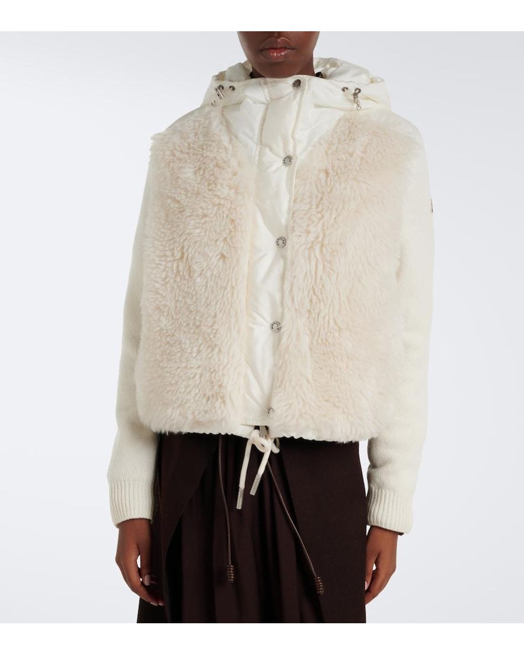 Moncler White Wool And Cashmere Down Padded Cardigan