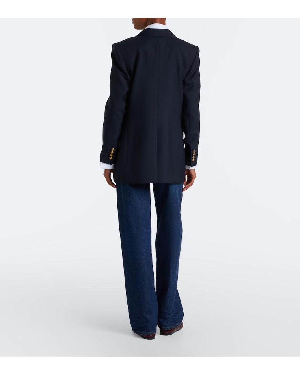 Saint Laurent Blue Faded Wide-Leg Jeans