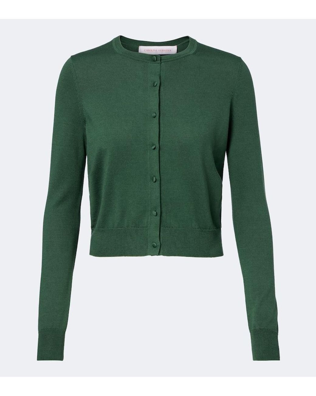 Carolina Herrera Green Silk And Cotton Cardigan