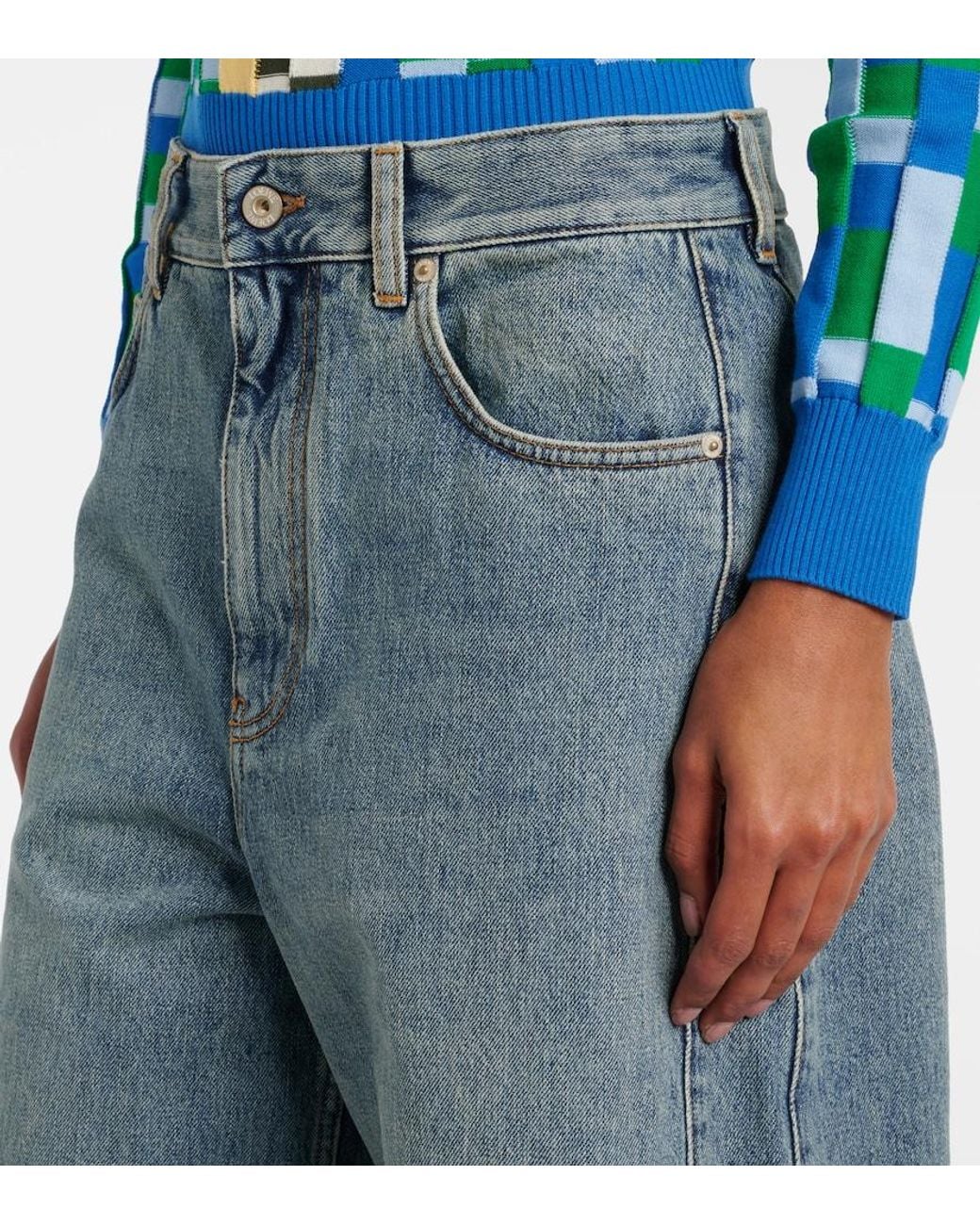 Loewe Blue Anagram Barrel-Leg Jeans