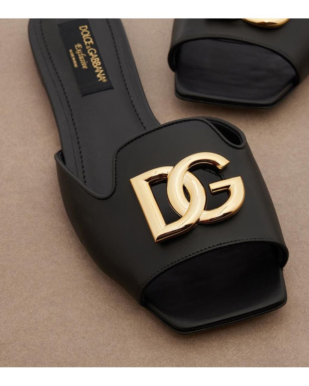 Dolce & Gabbana Black Abaya Dg Leather Mules