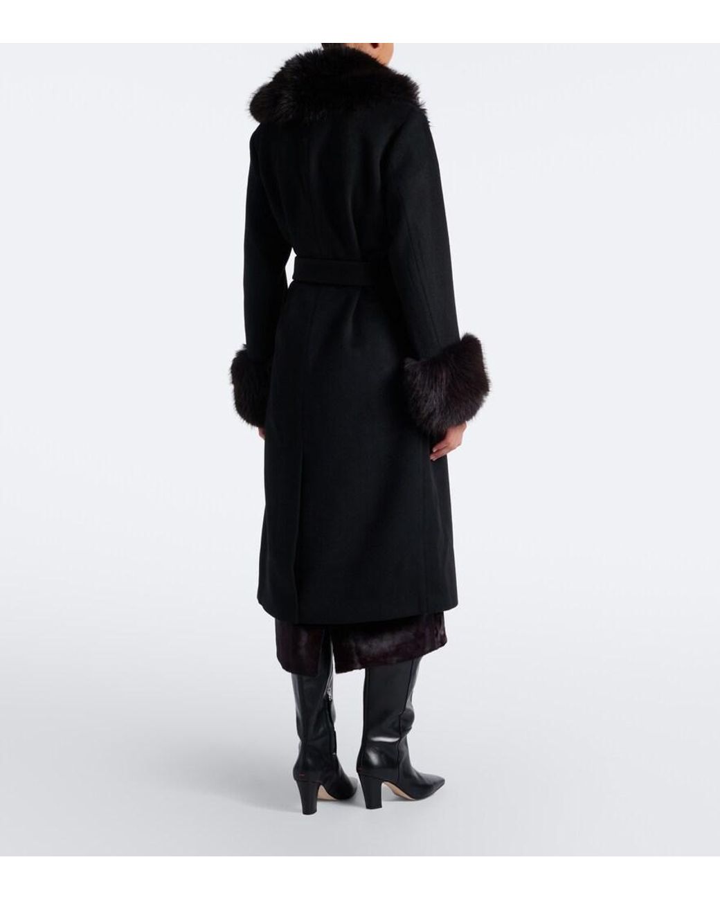 Jonathan Simkhai Black Kinsley Wool-Blend Wrap Coat
