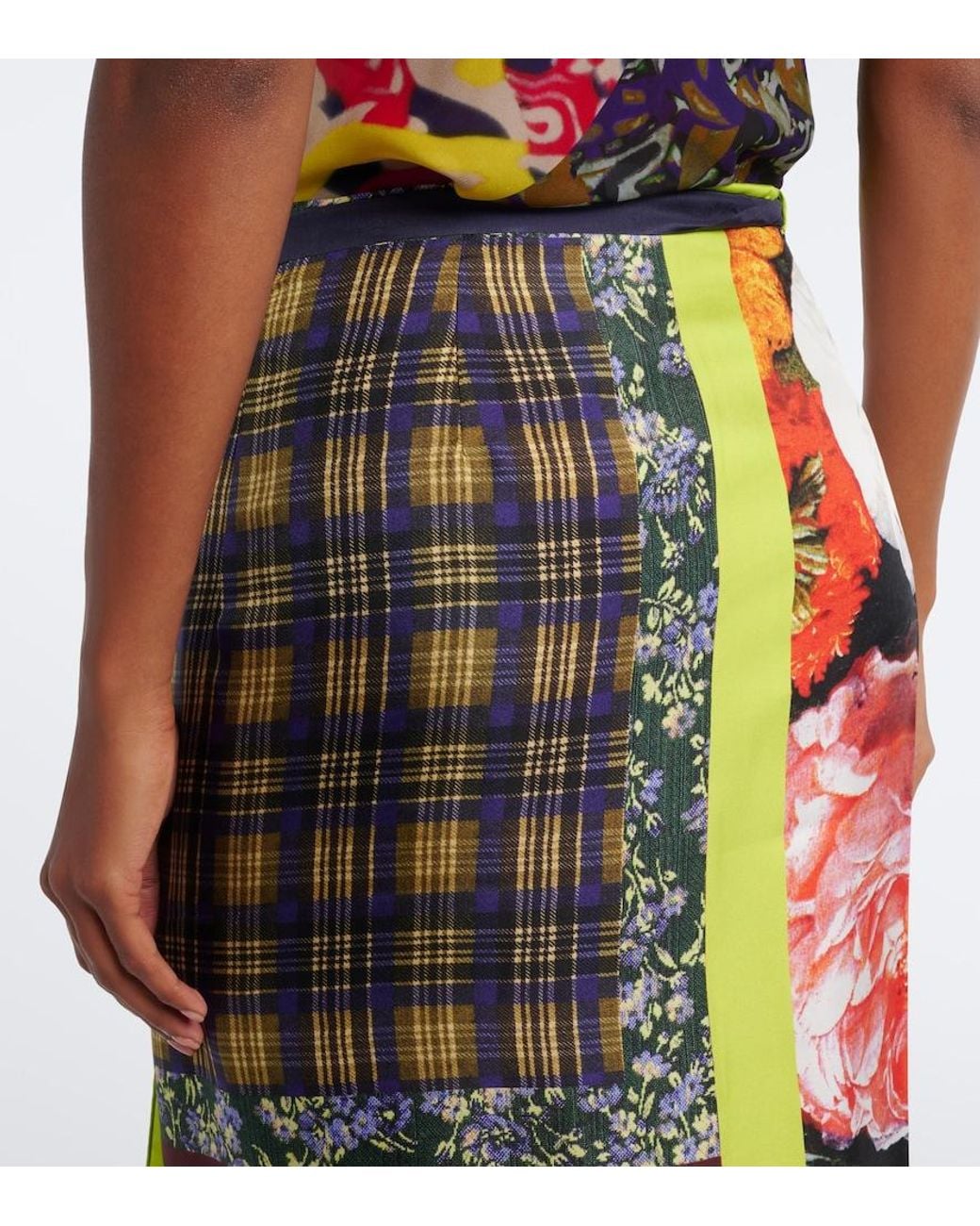 Dries Van Noten Blue Printed Silk Wrap Skirt