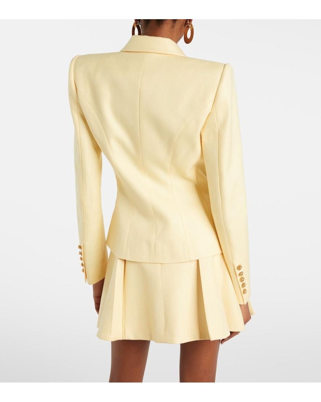 Balmain Natural 2-Buttons Natte Blazer Jacket