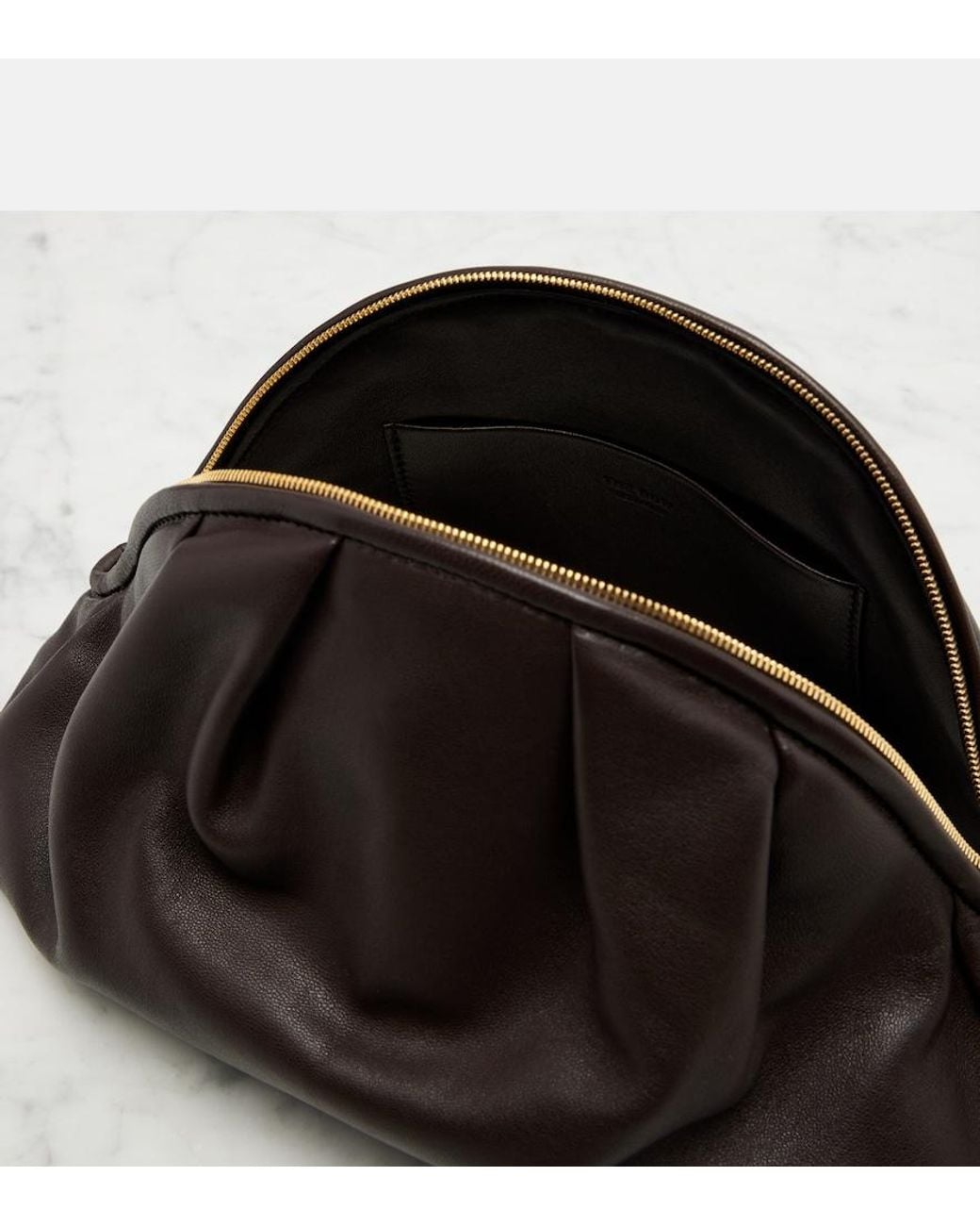 The Row Black Charlotte Leather Clutch