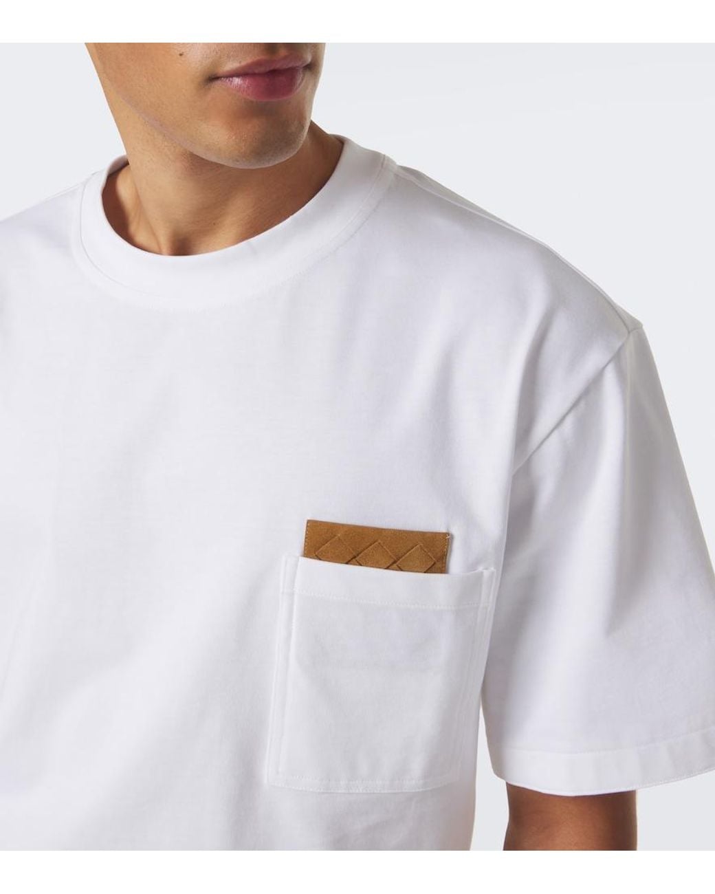 Bottega Veneta White Intrecciato Cotton Jersey T-Shirt for men