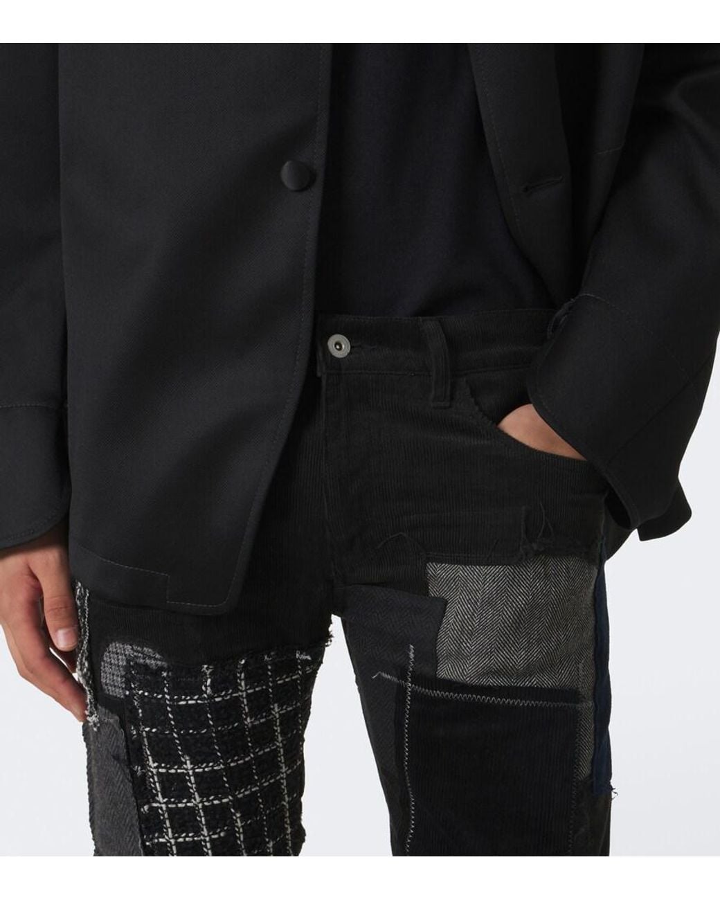 Pantalones Rectos De Algodon Con Patchwork Junya Watanabe de hombre de color Black
