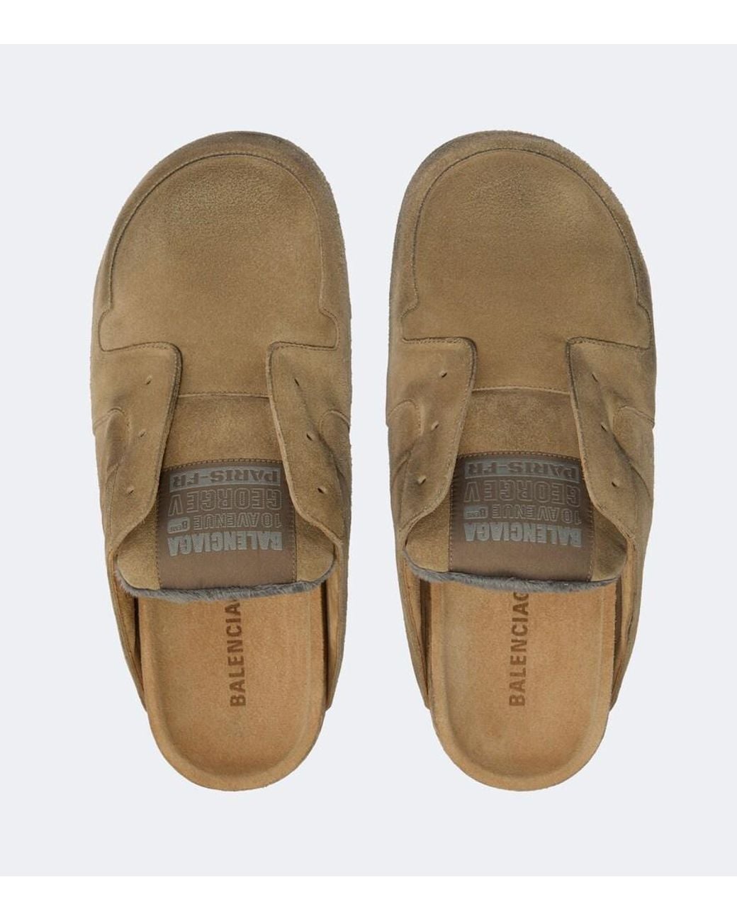Balenciaga Natural Dumbo Suede Slides for men