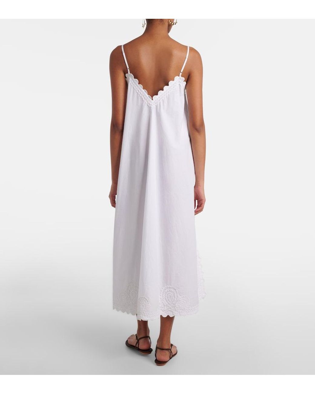 Juliet Dunn White Cotton Midi Dress