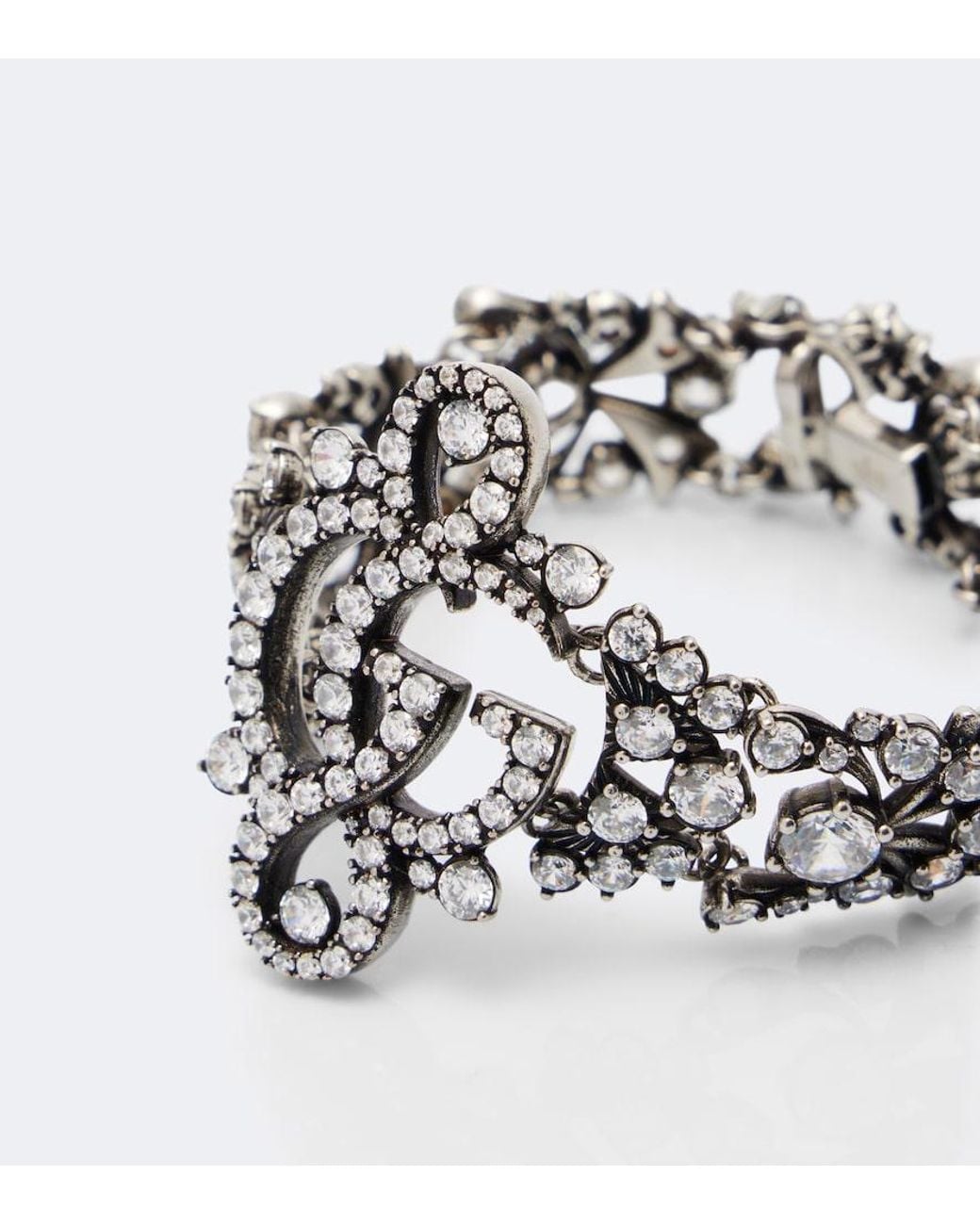 Gucci White Gg Marmont Embellished Cuff Bracelet