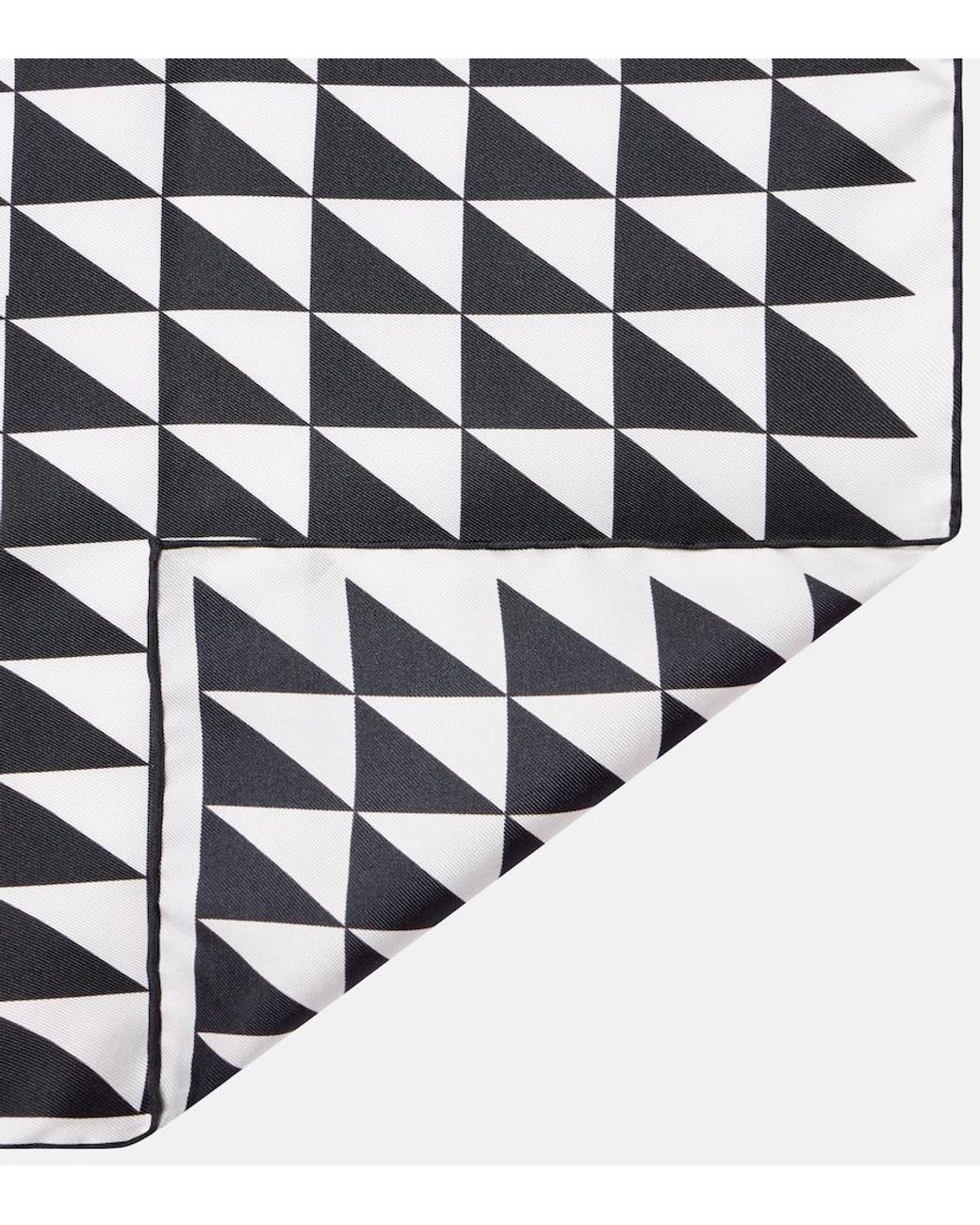 Prada Black Printed Silk Twill Scarf