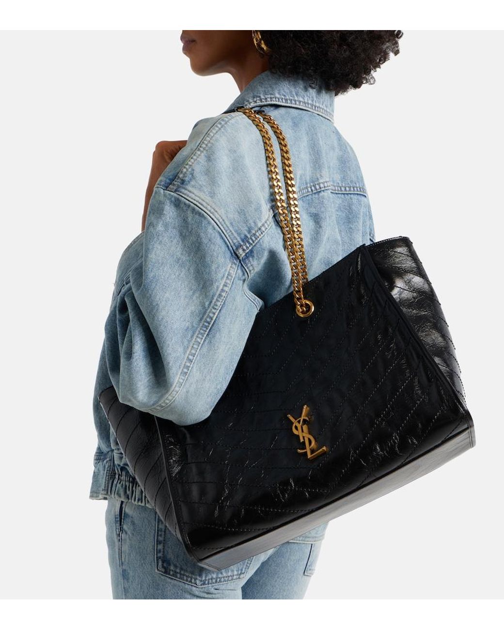 Saint Laurent Black Niki Medium Leather Shopper