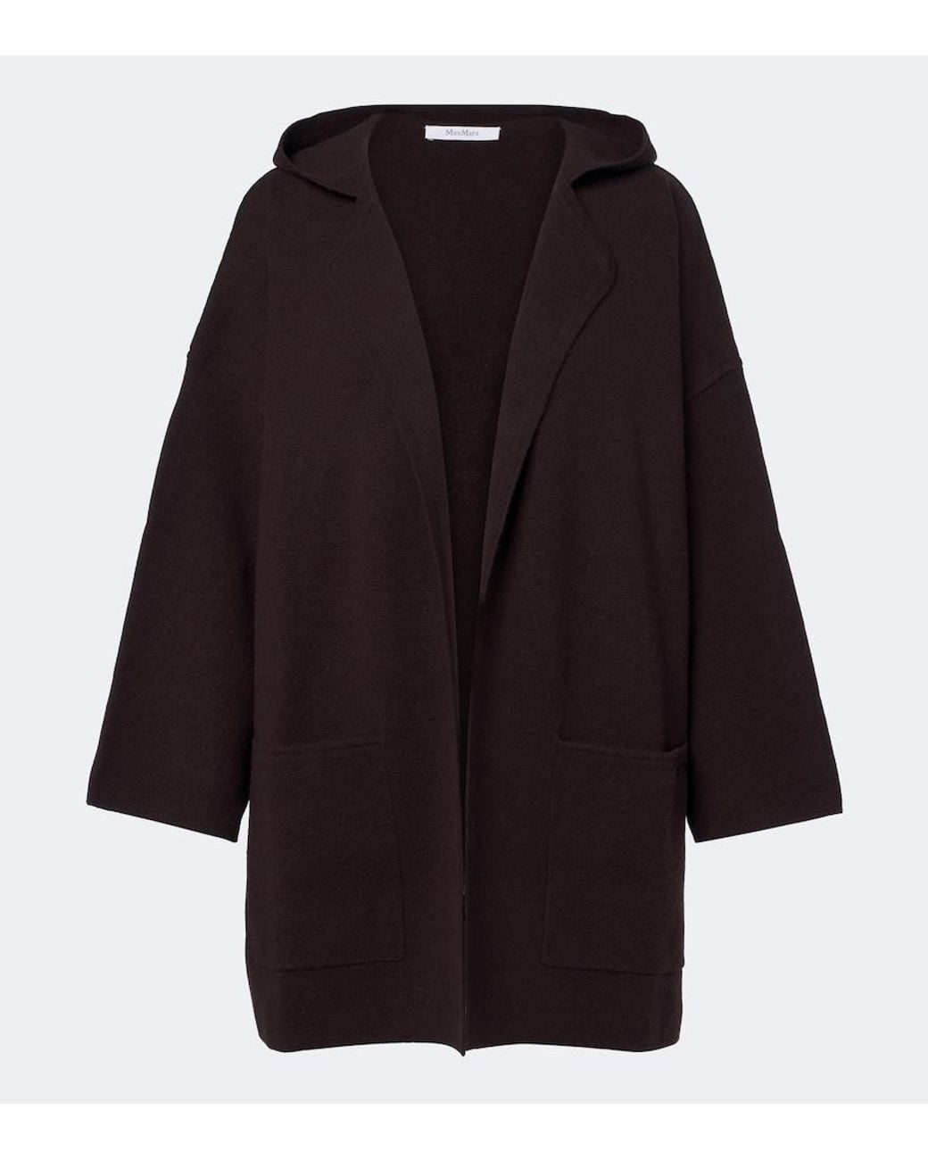 Max Mara Black Hooded Wool And Cashmere Cardigan