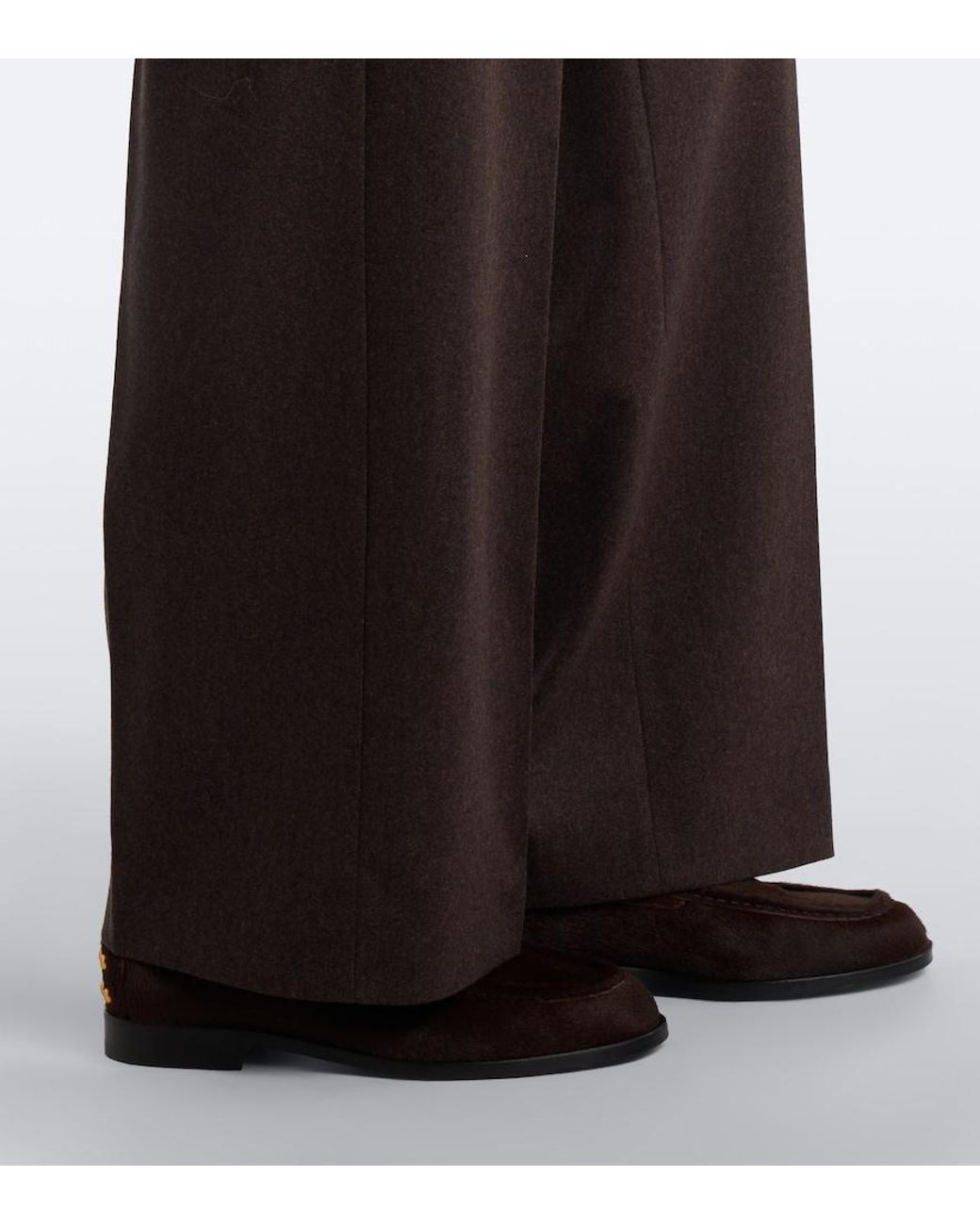 Max Mara Brown Wool Wide-Leg Pants