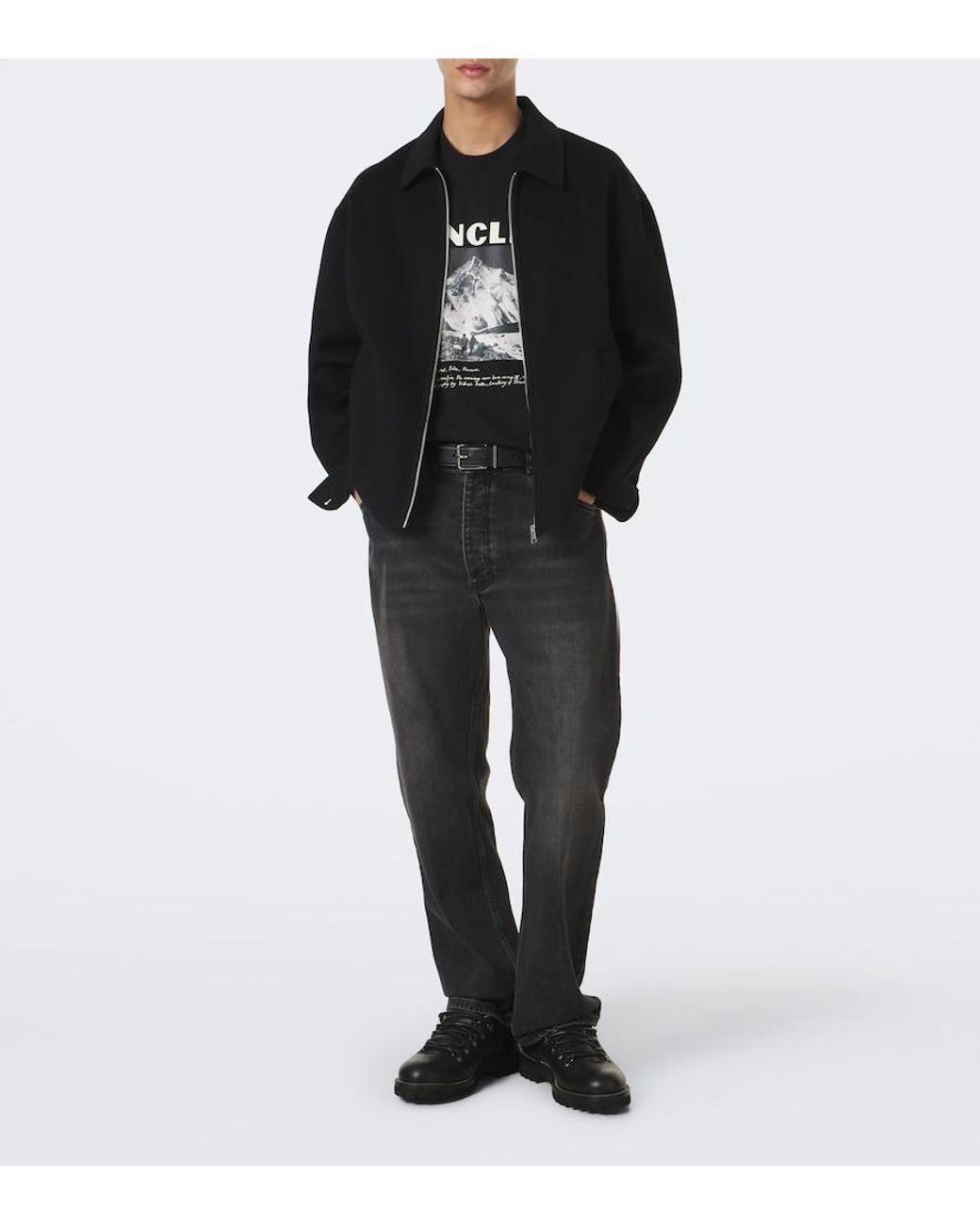 Moncler Black Printed Cotton Jersey T-Shirt for men