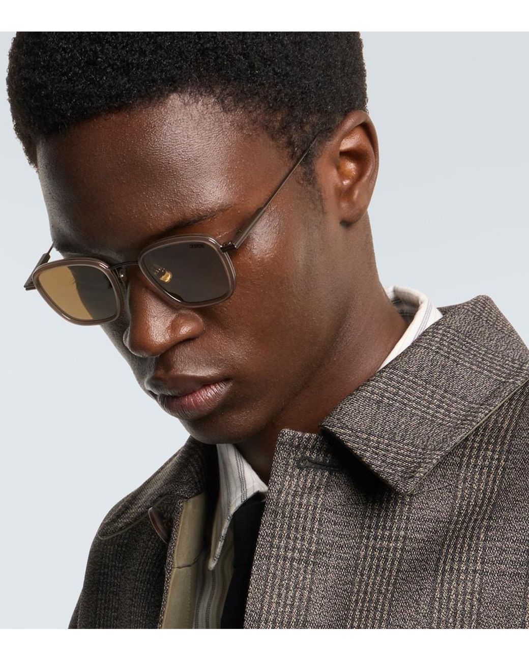 Zegna Brown Square Sunglasses for men