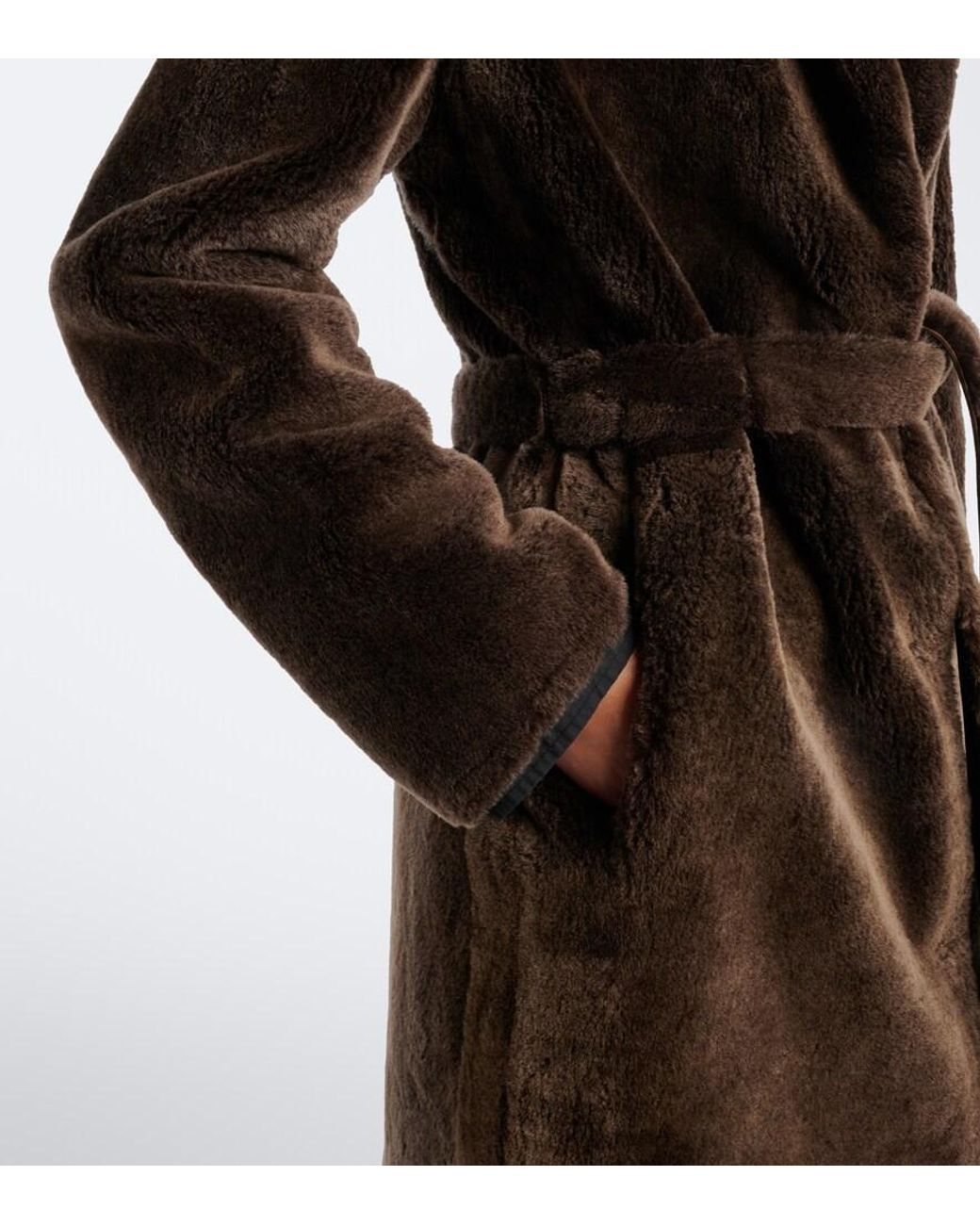 Yves Salomon Brown Reversible Shearling And Leather Coat