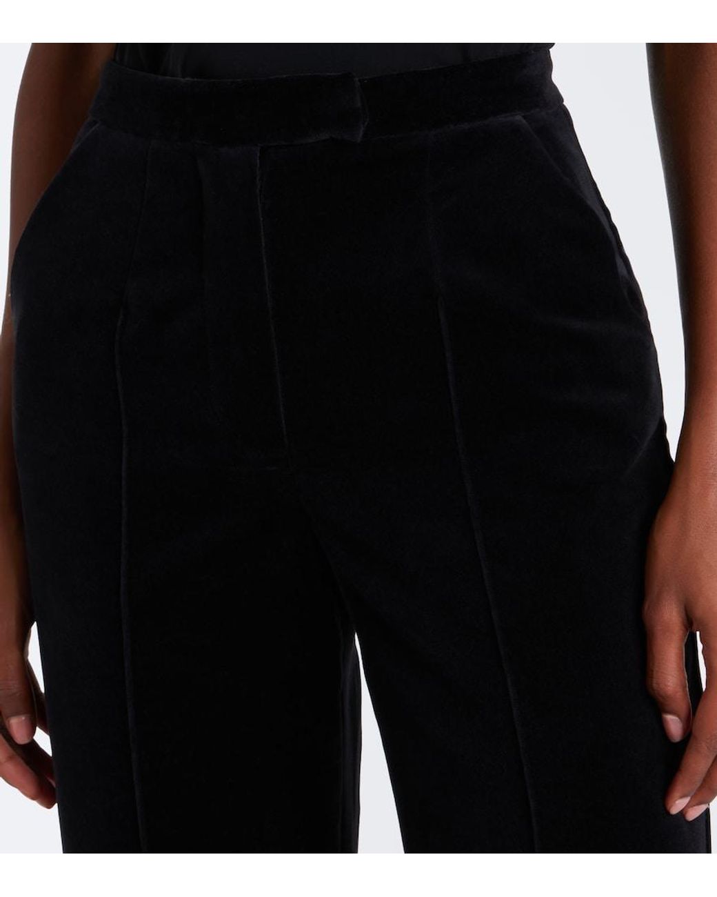 Costarellos Black Avice Cotton Velvet Flared Pants