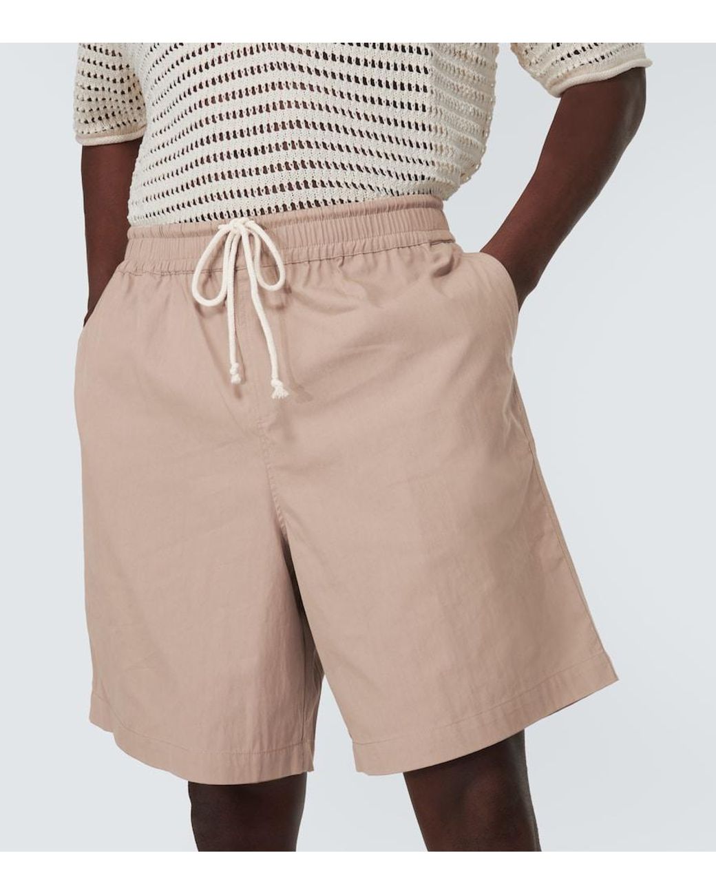 Commas Natural Cotton-Blend Shorts for men