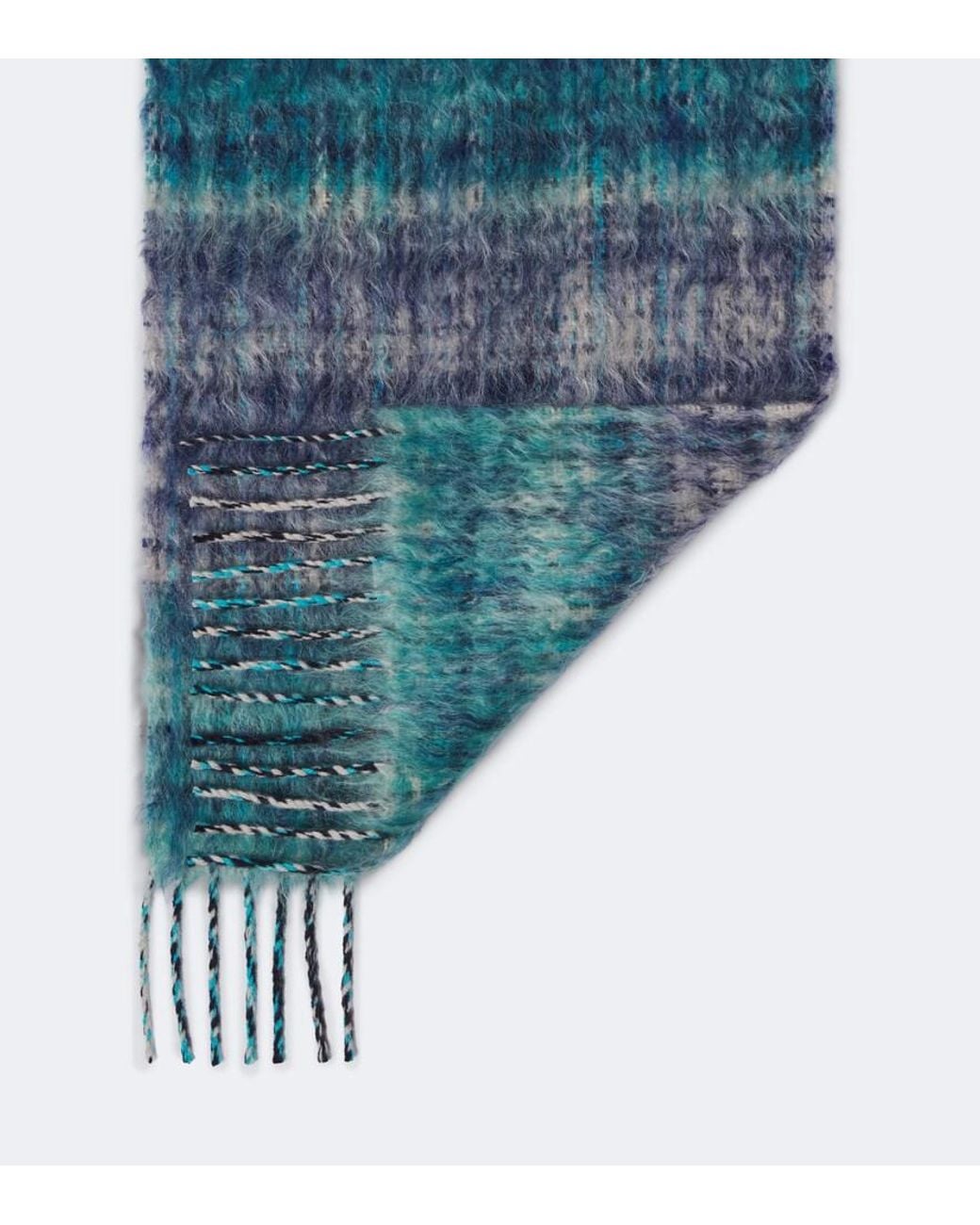 Acne Blue Fringed Mohair And Wool-Blend Scarf